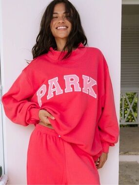 PARKE Heritage Varsity Mockneck in Flamingo Size L/XL
